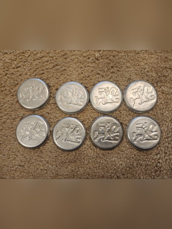 Other - Reynolds Aluminum Coasters Saint George Slays the Dragon Set of 8 Vtg Silver #JJ